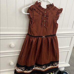 Janie and Jack Brown Ruffled Sundress with Flutter Sleeves